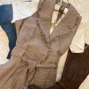 Women Democracy Vest Tunic length Wool blend Brown Fall wear